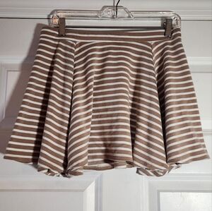 DNA Couture Stretchy Tan And White Striped Mini Skirt L